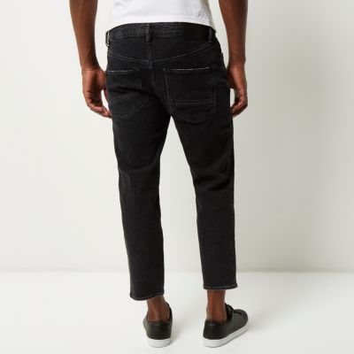 Black Dean straight cropped jeans